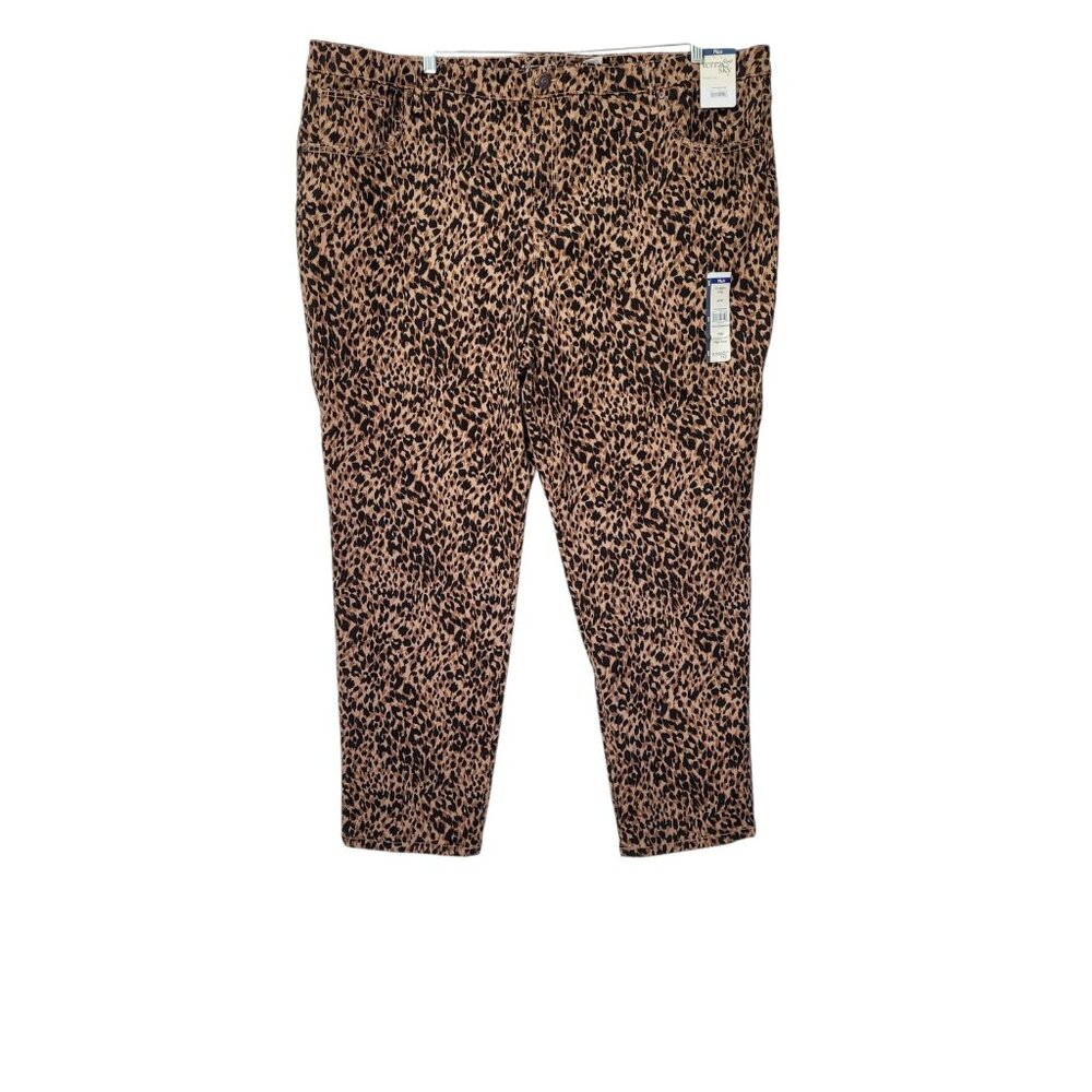 Leopard Print Jeans Womens Plus 26W Straight Leg Stretch Denim 5 Pocket Mob Wife - Picture 5 of 14